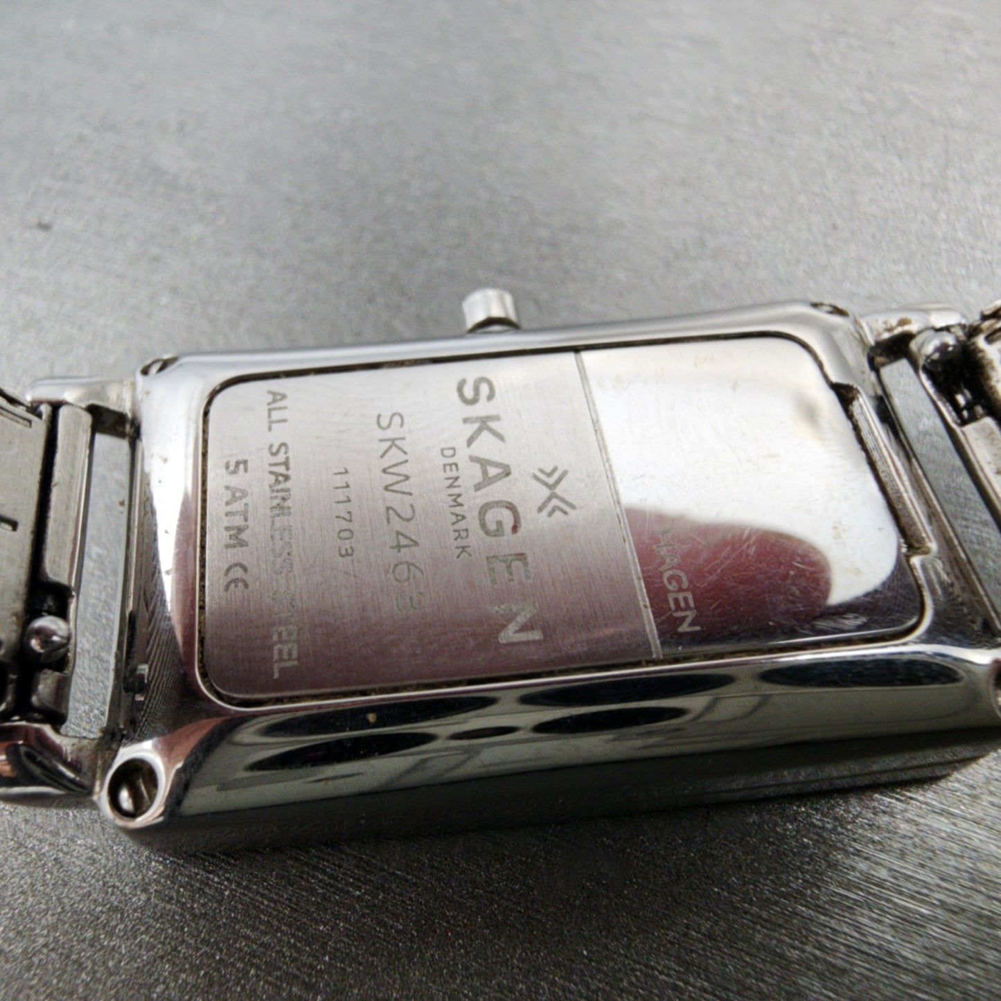 Skagen Hagen Tank Watch Women 22mm Silver Dial Silver Tone Rectangle New Batt9