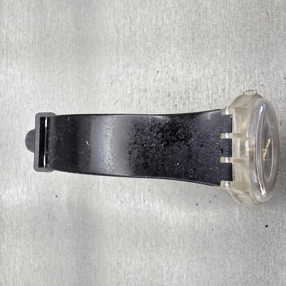 Swatch Porte Jarretelles Watch Men 34mm Black Dial Clear Case GK316 New Battery4