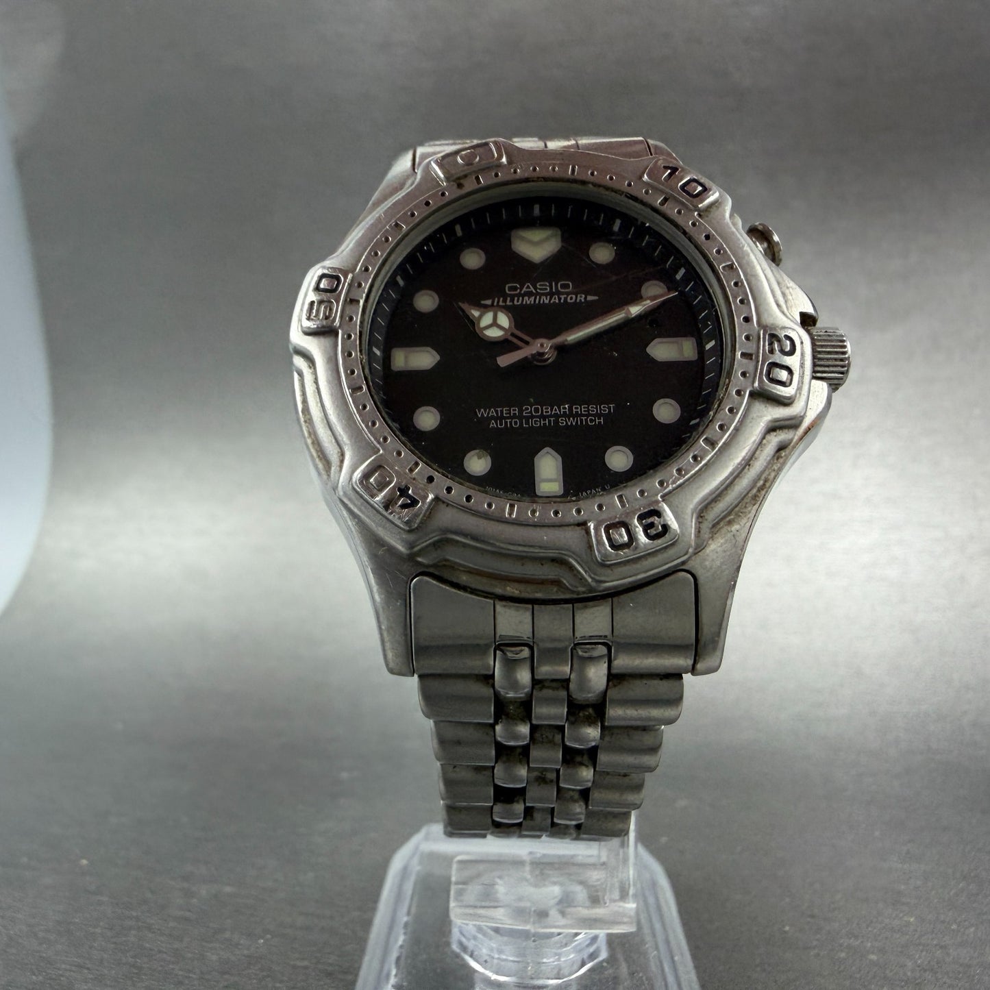 Casio Illunimator Dive Watch Men 39mm Black Dial Silver Tone MD-781 READ!!!!!!!5