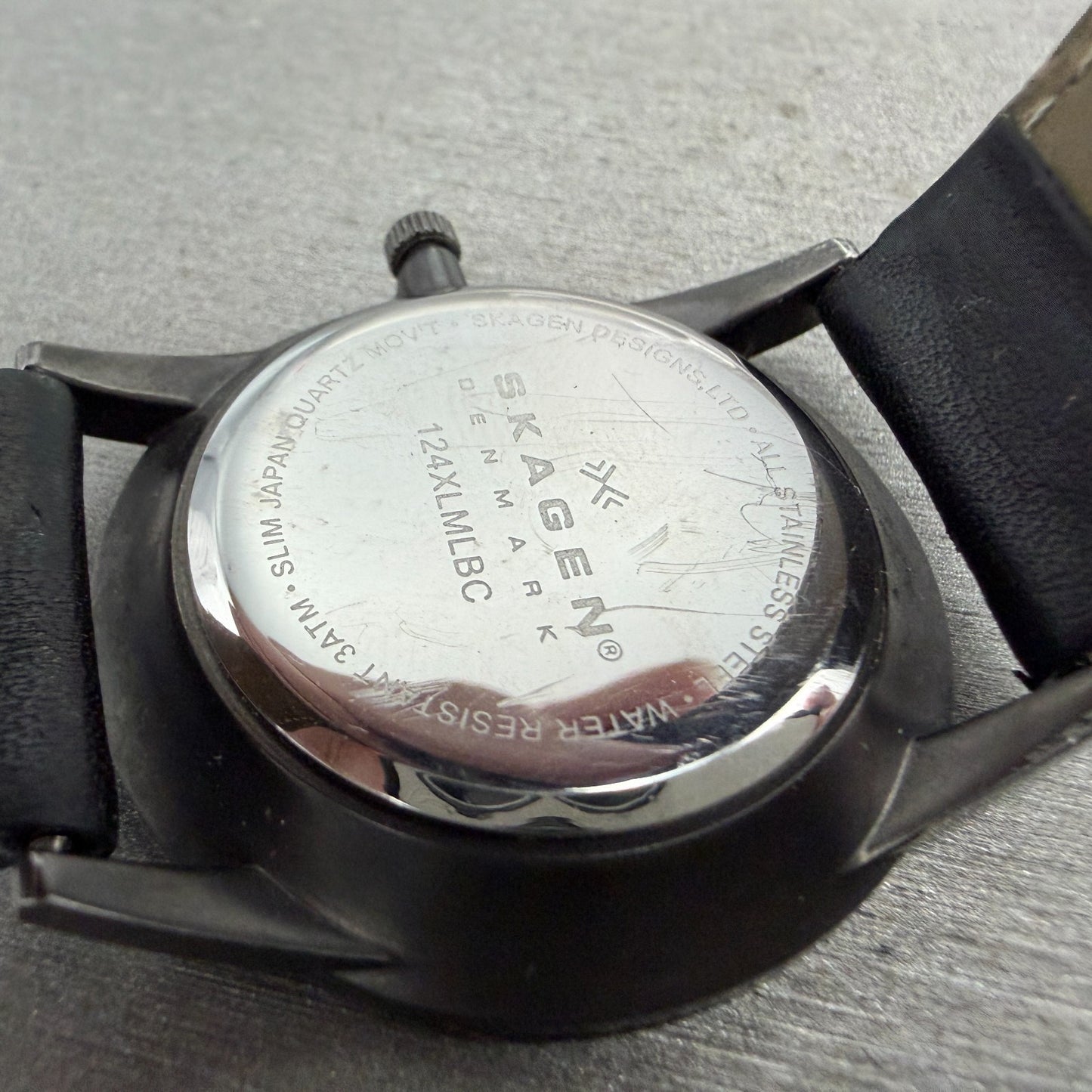 Skagen Watch Men 38mm Black Dial Gray Tone Date Round 124XLMLBC New Battery9