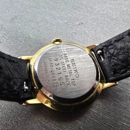 Seiko Watch Women 23mm Gold dial Gold Round 1400-0049 New Battery VTG9