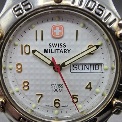 Wenger Swiss Military Watch Men 40mm White Dial Two Tone Daydate New Battery1