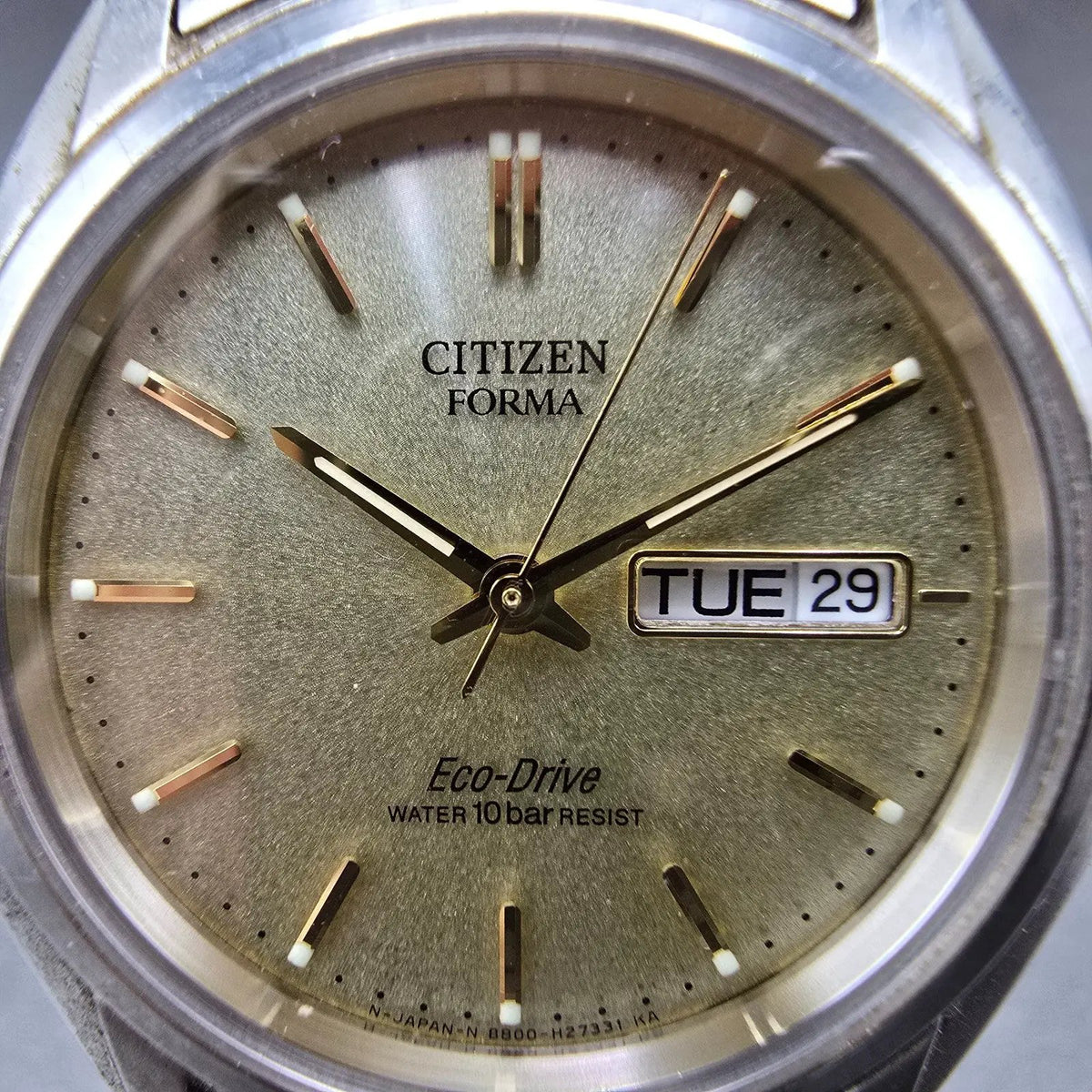 Citizen Forma Eco-Drive Watch Men 36mm Champagne Dial Two Tone Round Works JDM1