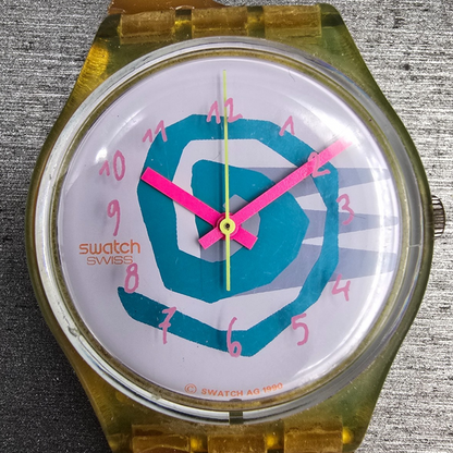 Swatch Bikini Watch Women 34mm White Dial Green Case Round GJ105 New Battery1