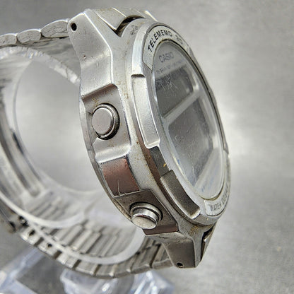 Casio DW3600 Telememo 30 Watch Men 41mm Digital Steel Round VTG PARTS4