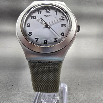 Swatch IRONY Silver Effect Watch Men Silver Dial Silver Date YGS4032 New Battery5