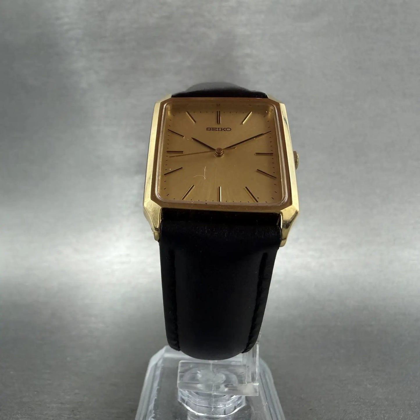 Seiko Tank Watch Men 25mm Champagne Dial Gold Tone 5P31-5330 New Battery5