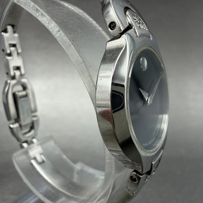 Movado Kara Watch Women 24mm Black Dial Steel Diamonds Bangle 84-A1-1846 NewBatt3