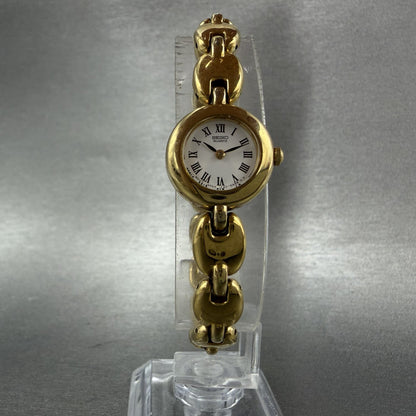 Seiko Watch Women 17mm White Dial Gold Tone Round 1F200H20 New Battery5