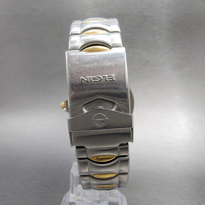 Elgin Watch Men 39mm Blue Dial Two Tone Daydate Round 2105 FC 775 New Battery
