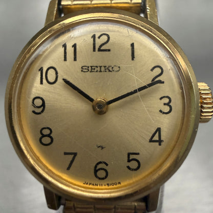 Seiko Watch Women 20mm Gold Dial Gold Tone Round 11-0039 Manual wind Works1