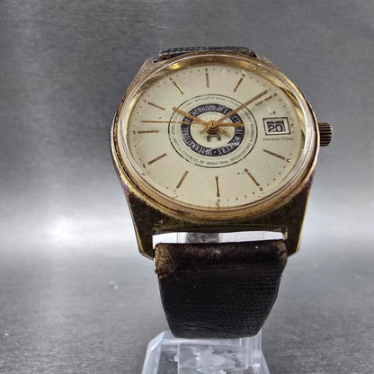 Hamilton Watch Men 34mm Champagne Dial Gold Round 905880 Electrica Workers PARTS7