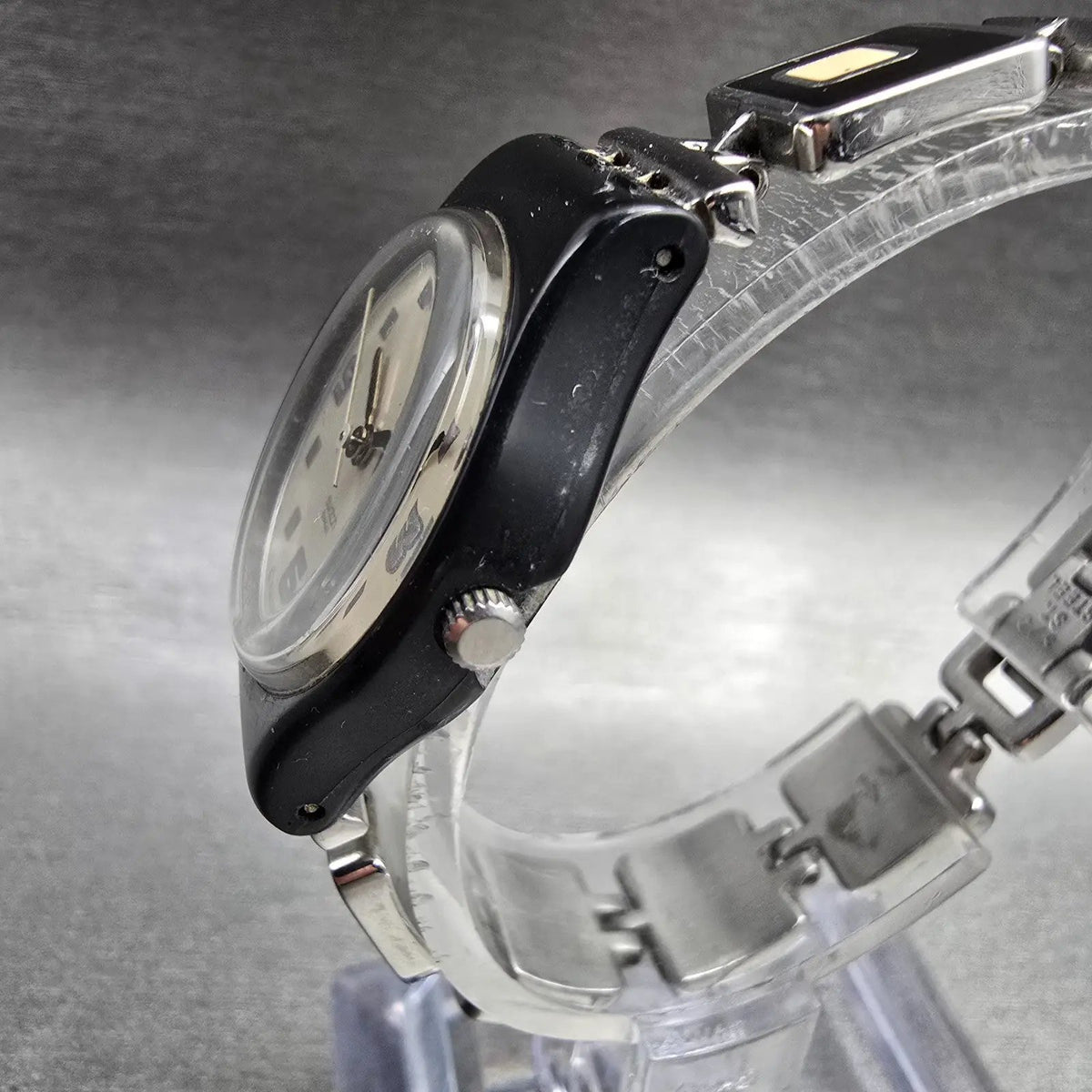 Swatch Chessboard Watch Women 25mm Cream Dial Black Case LB160G New Battery CH22