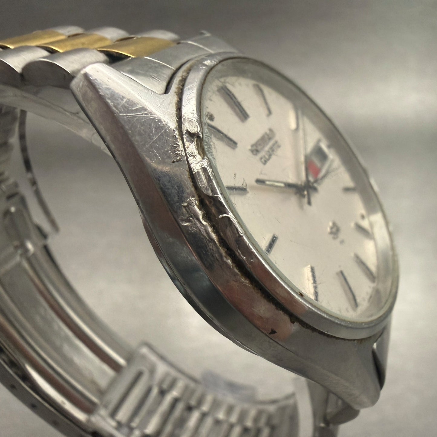 Seiko SQ Watch Men 35mm Silver Dial Two Tone Daydate Round 7123-8460 New Battery3
