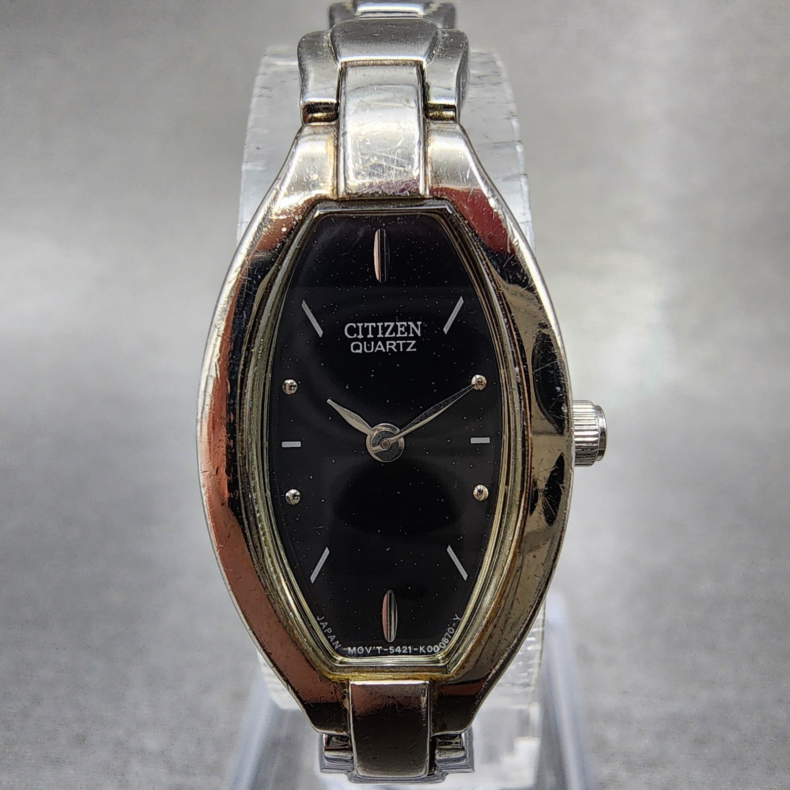 Citizen Watch Women 16mm Black Dial Silver Tone Oval 5421K000459 New Battery1