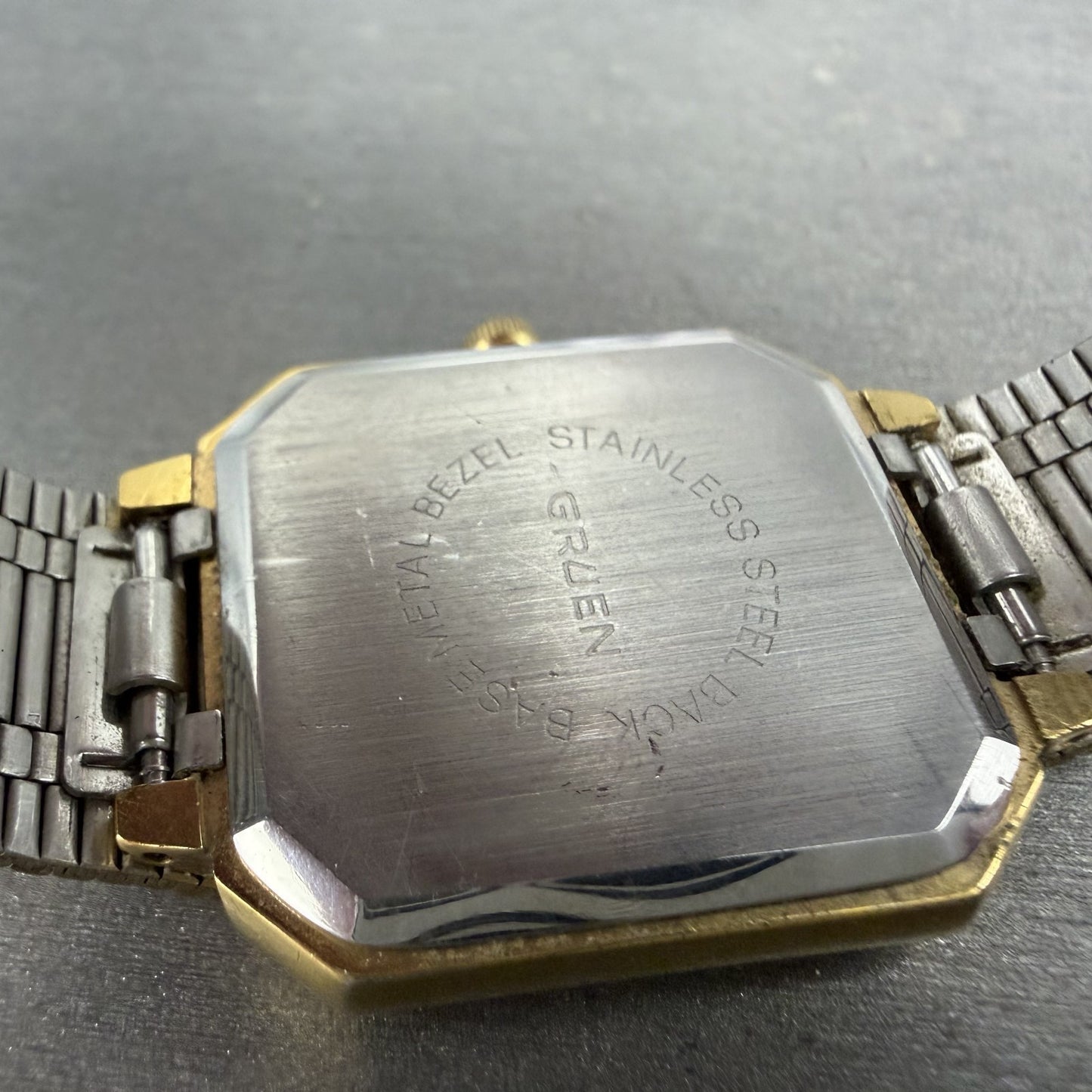 Gruen Precision Tank Watch Men 28mm Gold Dial Gold Tone Octagon New Battery VTG9
