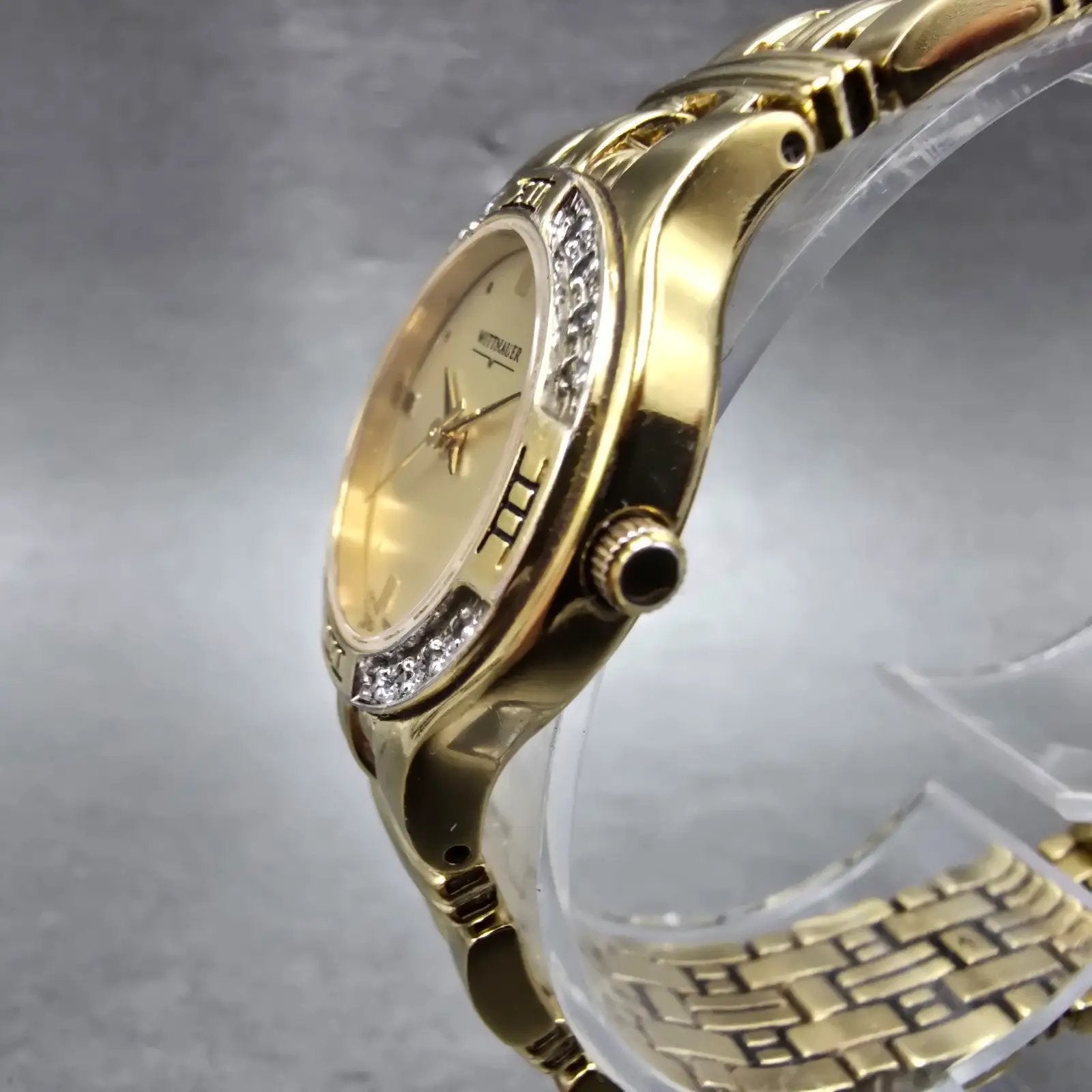 Wittnauer Watch Women 25mm Champagne Dial Gold Tone Date Round 12R11 New Battery2