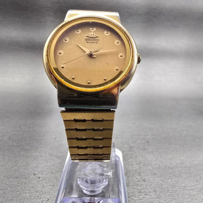 Seiko Watch Unisex 30mm Gold Dial Gold Tone Round 5Y91-6040 New Battery Vintage5