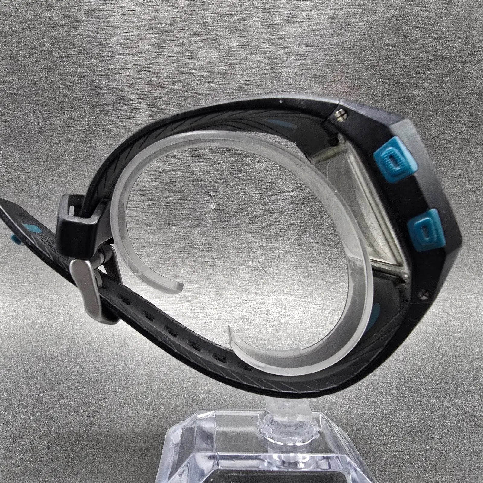 Nixon Lodown Watch Men 41mm Black Blue Digital Rectangle RUSTED!!! PARTS9