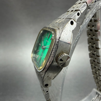 Seiko Special Watch Women 20mm Green Dial Silver Tone Manual 1140-3240 Runs VTG2