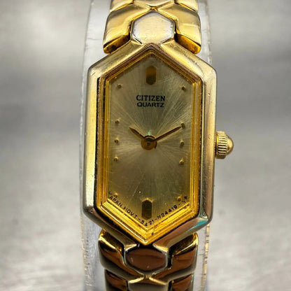 Citizen Watch Women 13mm Gold Dial Gold Tone Rectangle 5421-S41185 New Battery0