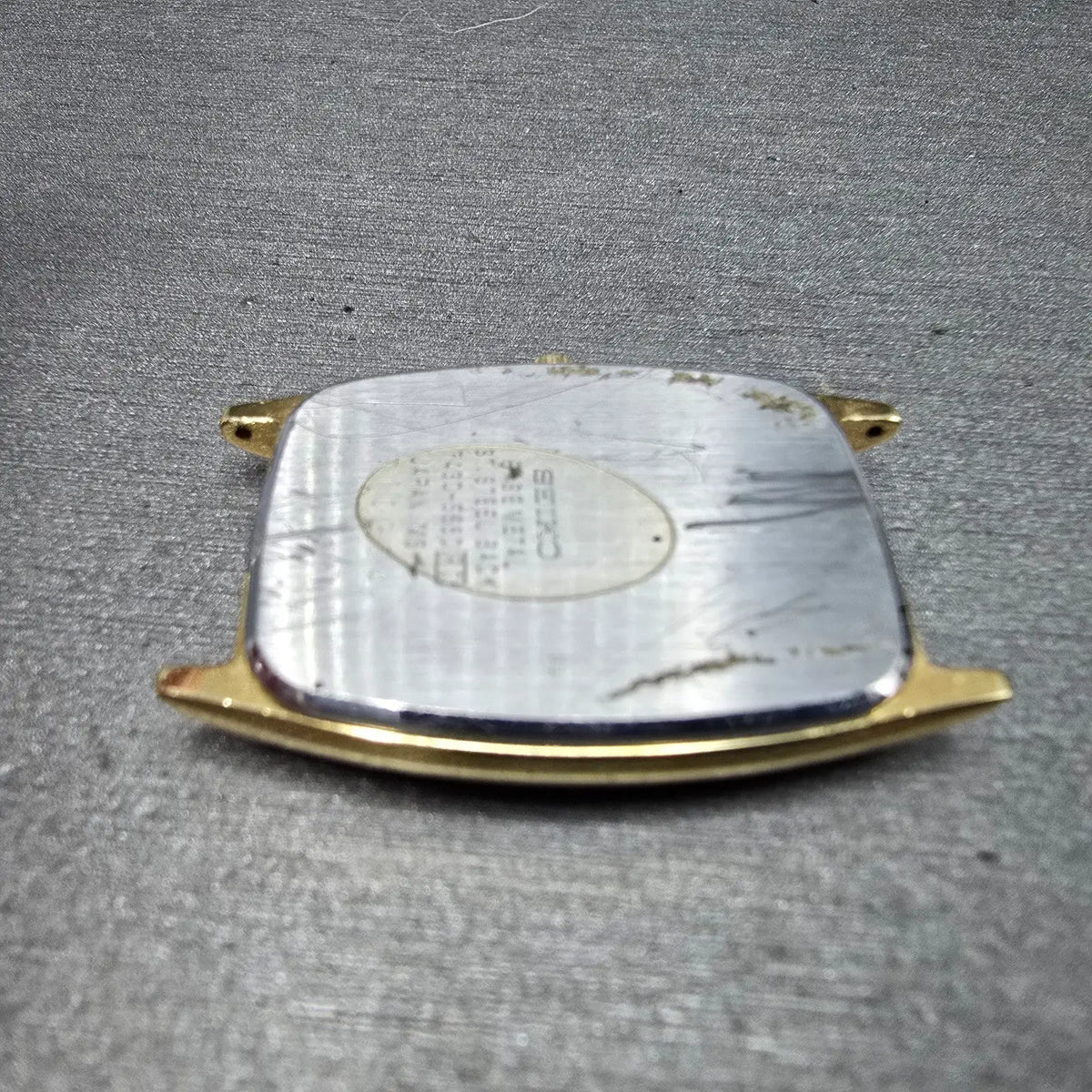 Seiko Tank Watch Men 25mm Gray Dial Gold Tone Rectangle 7430-5550 VTG PARTS9