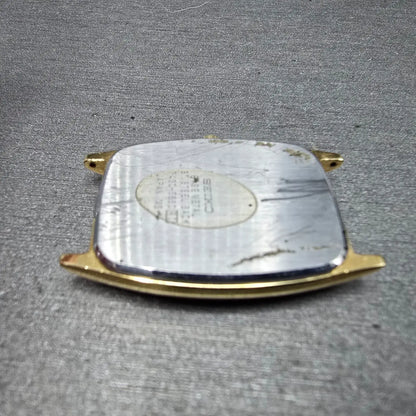 Seiko Tank Watch Men 25mm Gray Dial Gold Tone Rectangle 7430-5550 VTG PARTS9