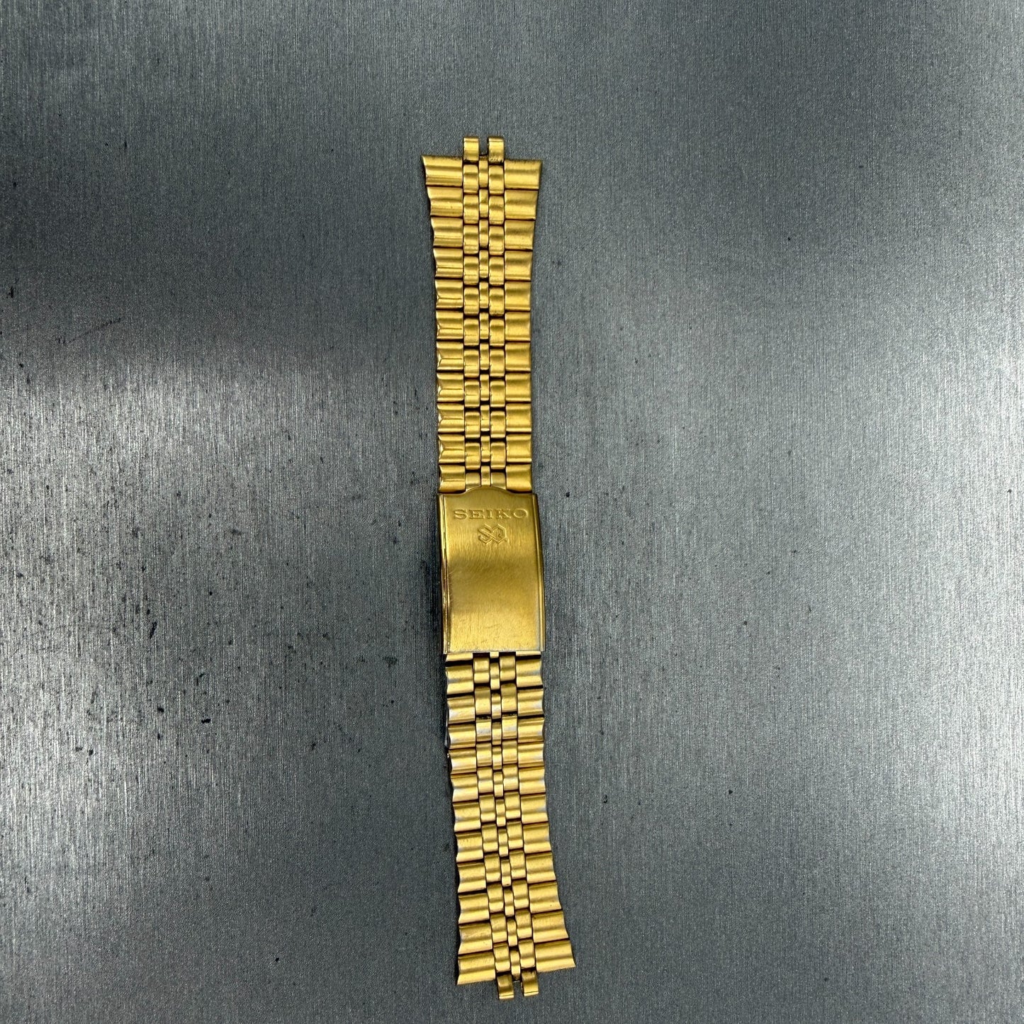 Seiko SQ Bracelet 21mm Stainless Steel Gold Tone Tri Folding Clasp Vintage Japan0