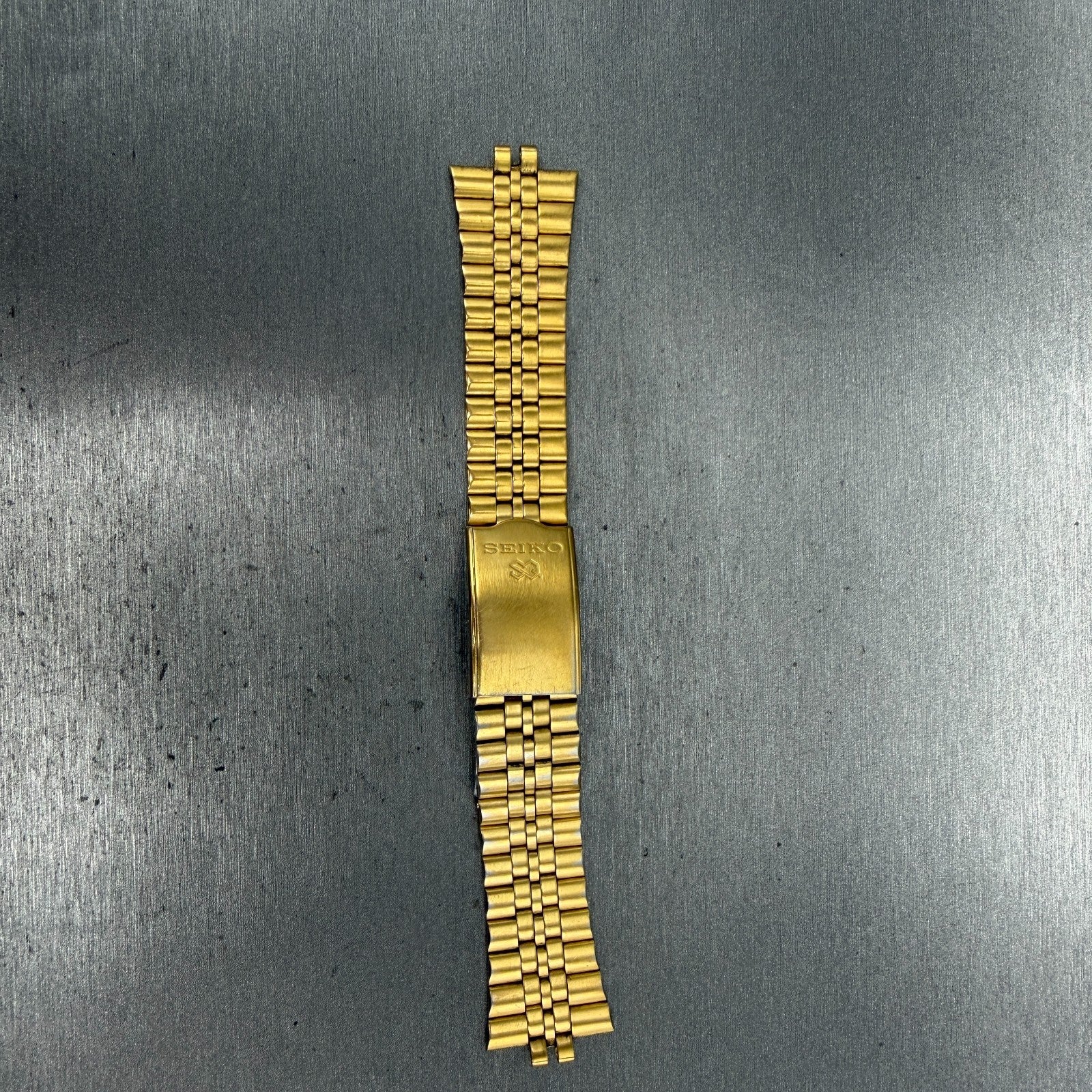 Seiko SQ Bracelet 21mm Stainless Steel Gold Tone Tri Folding Clasp Vintage Japan0