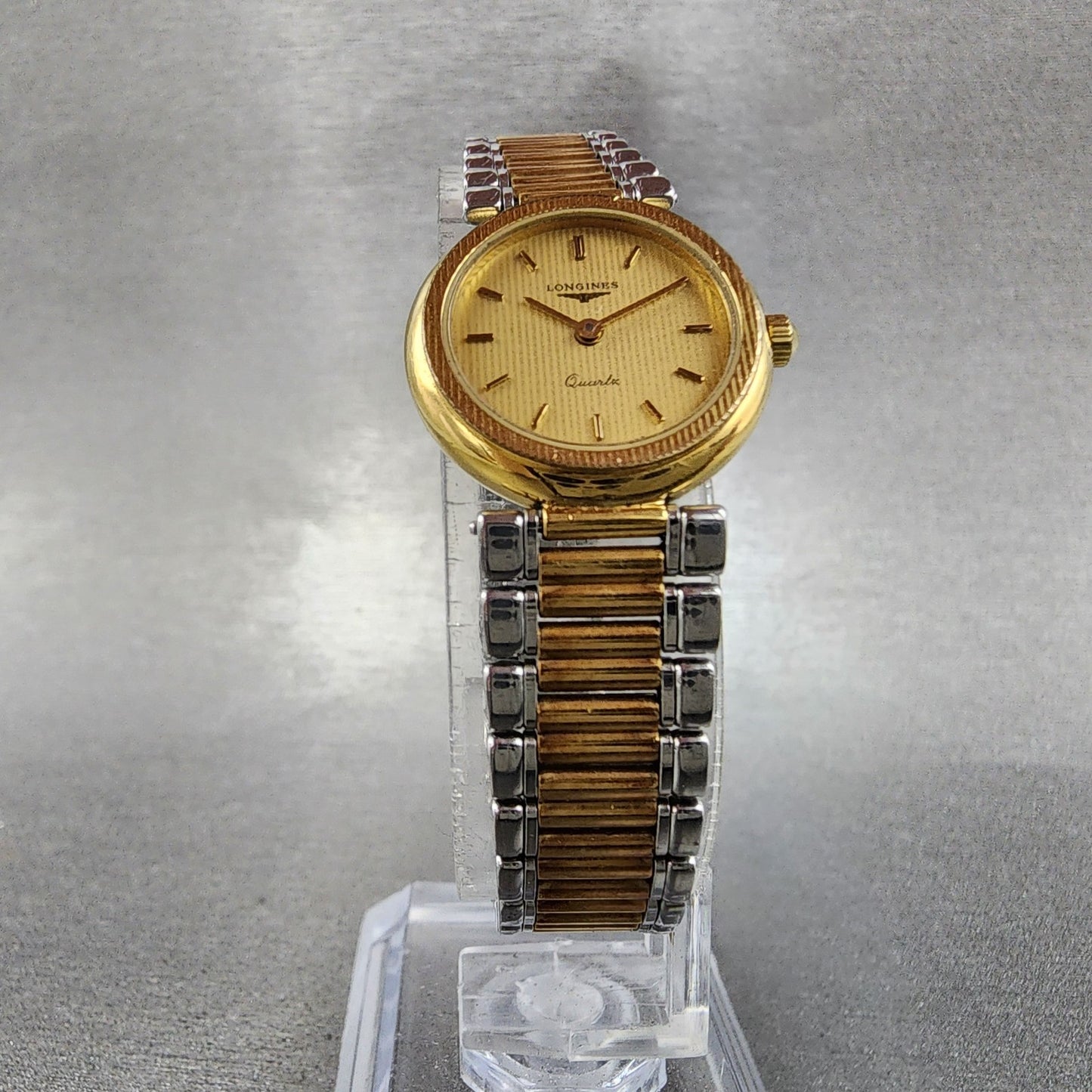 Longines Watch Women 20mm Gold Dial Two Tone Round 21852475 New Battery VTG4
