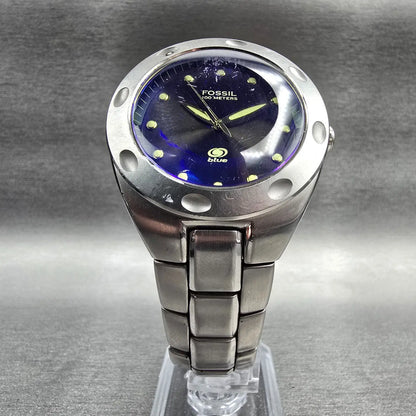 Fossil Blue Watch Men 40mm Blue Dial Silver Tone Round AM-3345 New Battery5