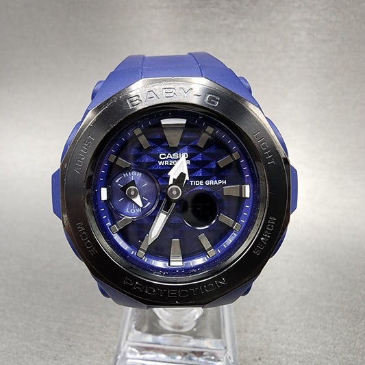 Casio BabyG BGA225G Watch Women 45mm Blue Tone Analog Digital Round New Batt0