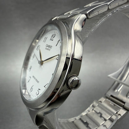 Casio Watch Men 36mm White Dial Silver Tone Round MTP1131 New Battery Bracelet2
