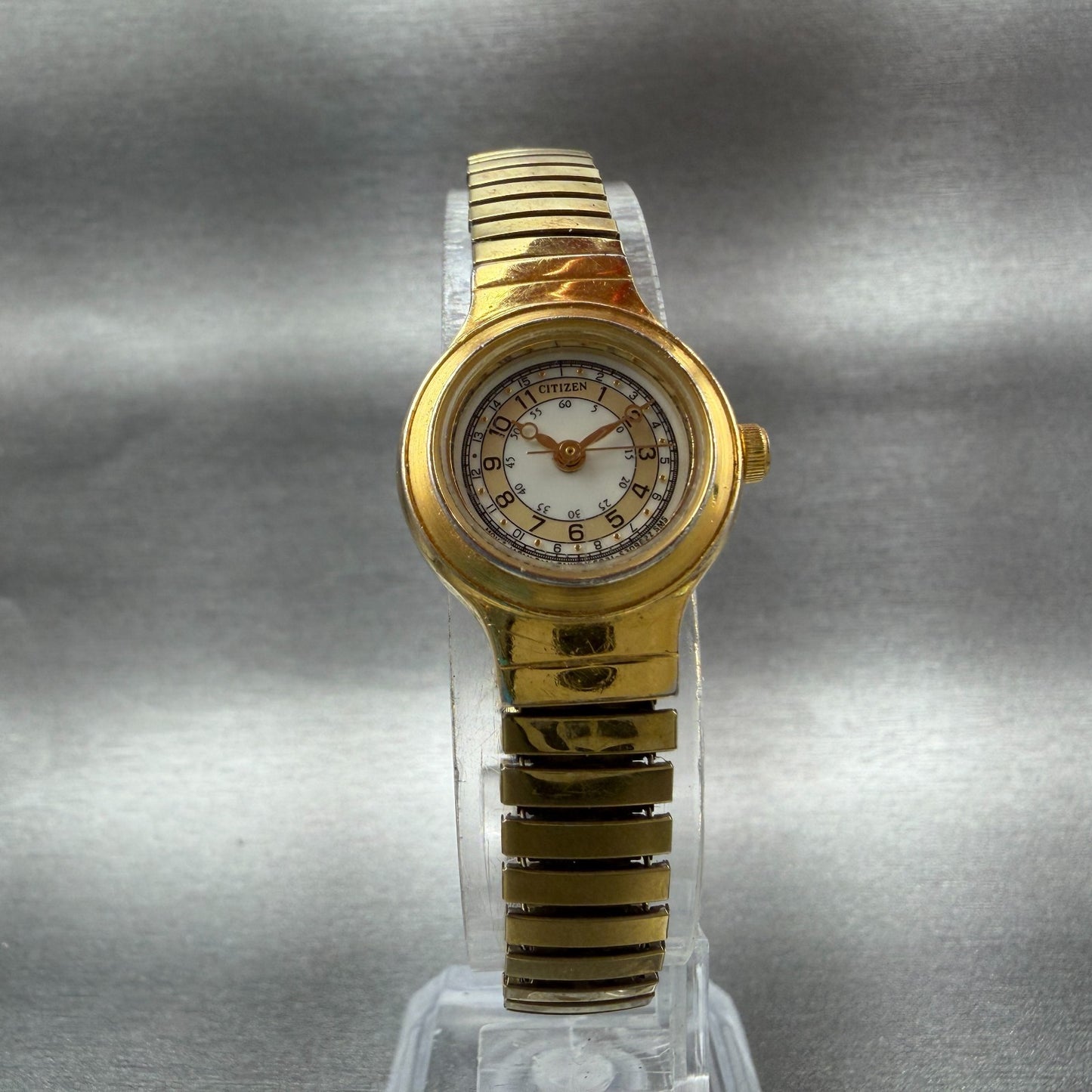 Citizen Watch Women 20mm Cream Dial Gold Tone Round 6031S07742 New Battery5