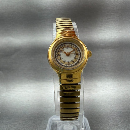 Citizen Watch Women 20mm Cream Dial Gold Tone Round 6031S07742 New Battery5