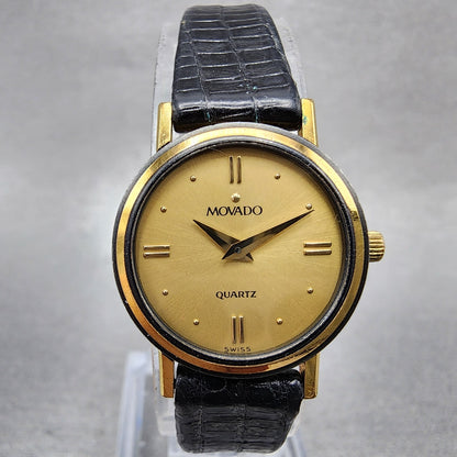 Movado Watch Women 21mm Gold Dial Gold Tone Round 8724839 New Battery0