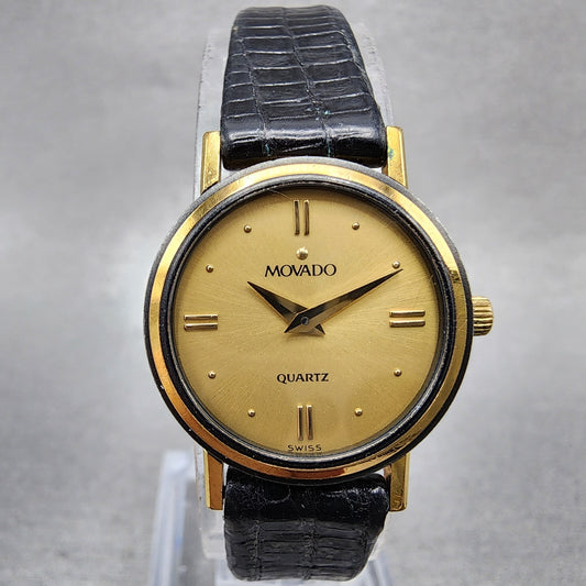 Movado Watch Women 21mm Gold Dial Gold Tone Round 8724839 New Battery0