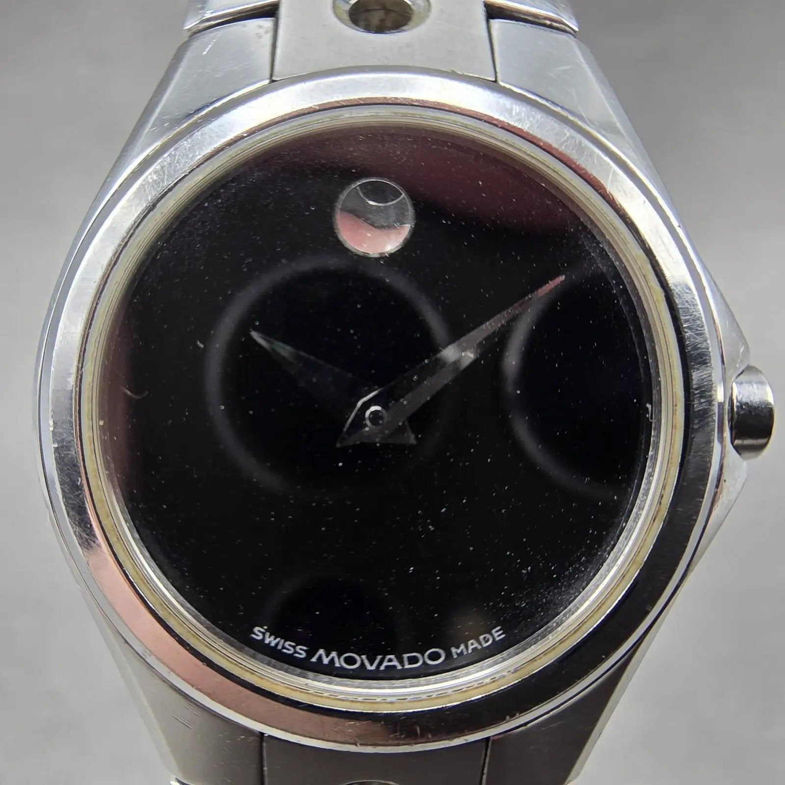 Movado Valeto Watch Women 25mm Black Dial Silver Tone 84 G4 1843 New Battery1