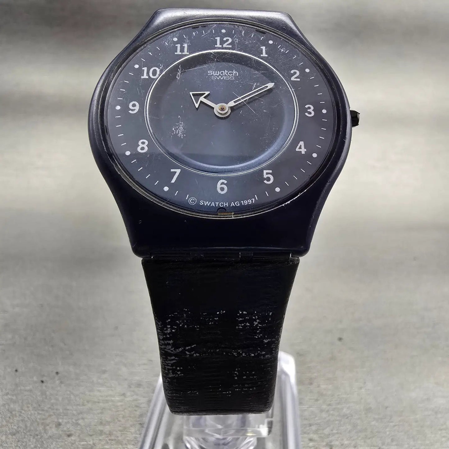 Swatch Skin Thinsider Watch Men Blue Dial Blue Case Round SFN102 New Battery5