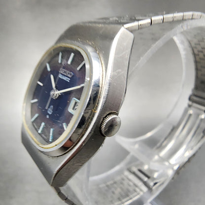 VTG Seiko Watch Women 24mm Blue Dial Steel Date Round 7902-5000 PARTS