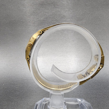 Seiko Watch Women 17mm Gold Dial Gold Tone Rectangle 2C205779 New Battery6