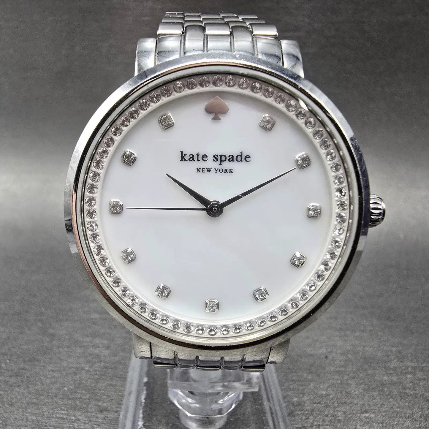 Kate Spade Monterey Watch Women 38mm MOP Dial Silver Tone Round 0820 New Battery0