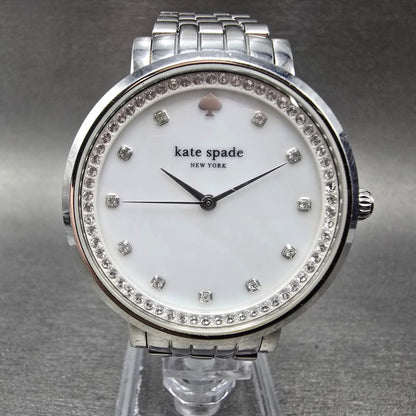 Kate Spade Monterey Watch Women 38mm MOP Dial Silver Tone Round 0820 New Battery0