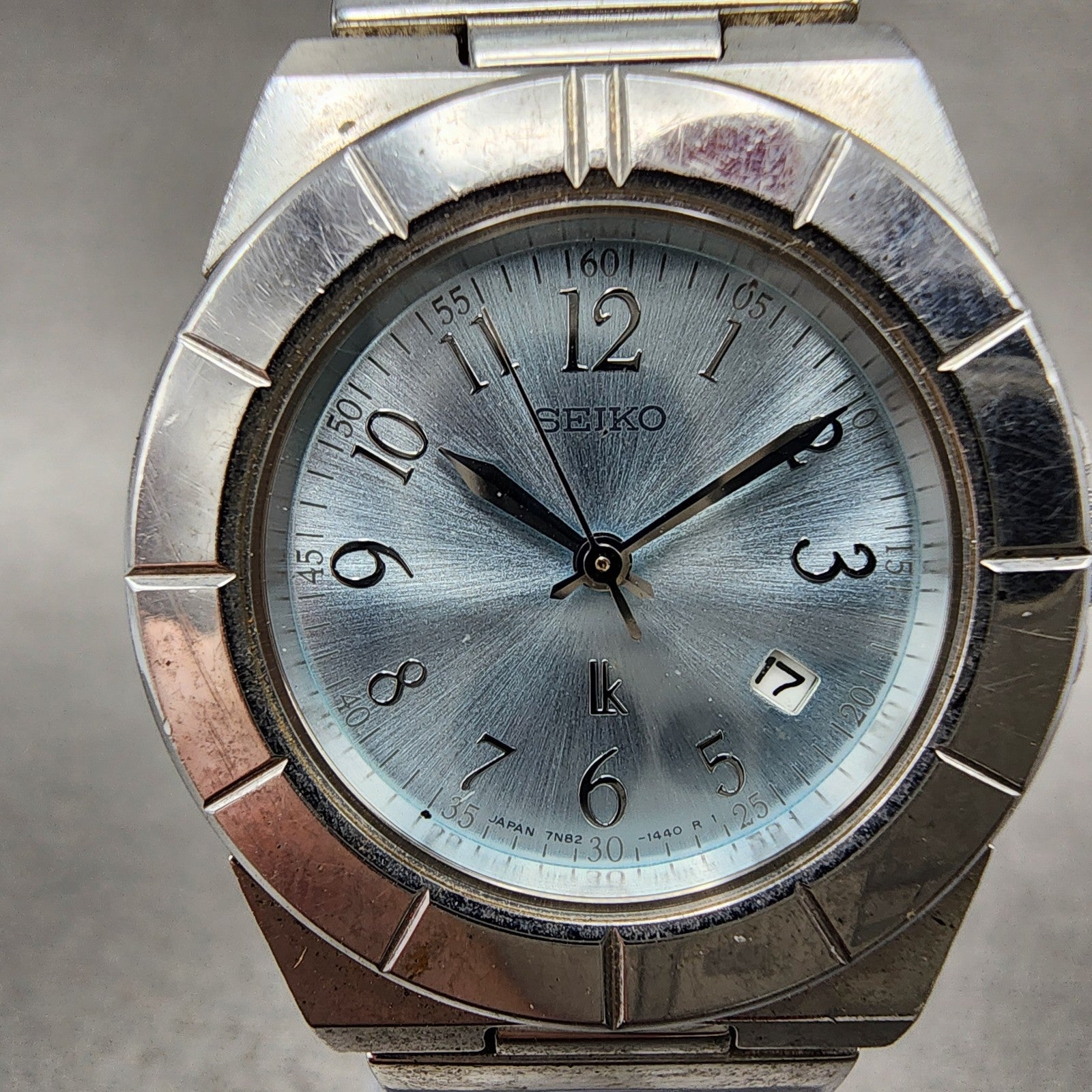 Seiko Watch Women 28mm Blue Dial Silver Tone Date 7N820620 Lukia  New Battery1