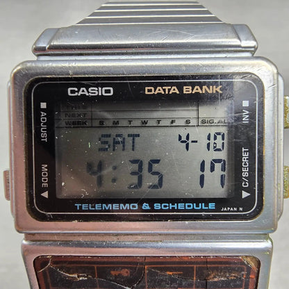 Casio DBC-600 Calculator Watch Men 34mm Digital Silver Alarm New Battery Vintage1