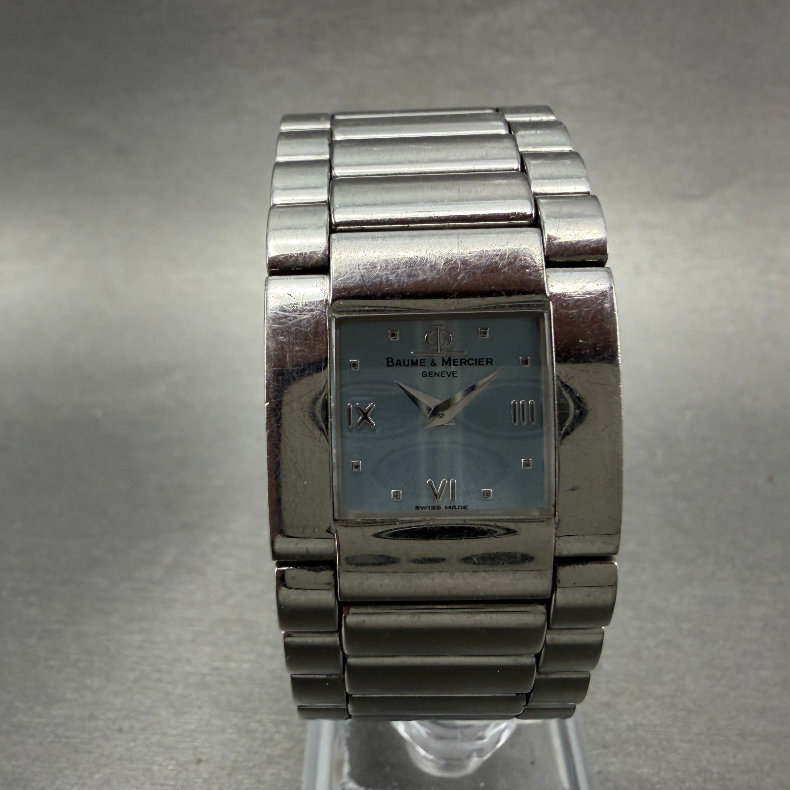 Baume Mercier Catwalk Watch Women 24mm Blue Dial Silver Tone Rectangle MV0451970
