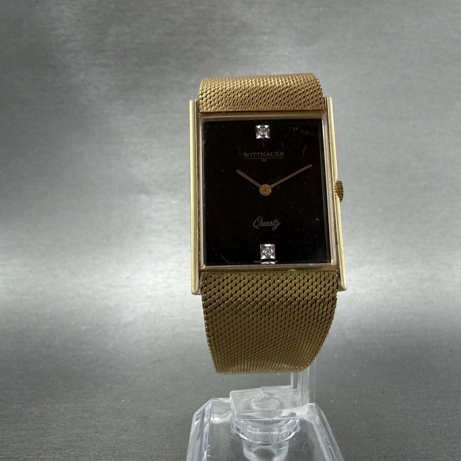 Wittnauer  Tank Watch Men 26mm Black Dial Gold Tone Rectangle New Battery5