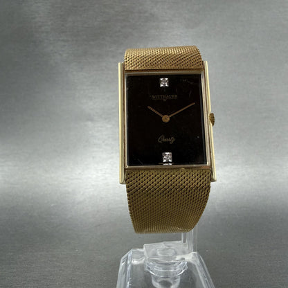 Wittnauer  Tank Watch Men 26mm Black Dial Gold Tone Rectangle New Battery5