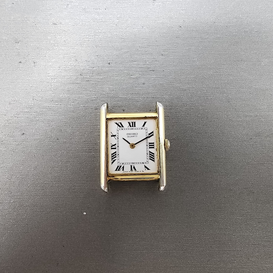 Seiko Tank Watch Women 18mm White Dial Gold Tone Rectangle 2c205019 New Battery0