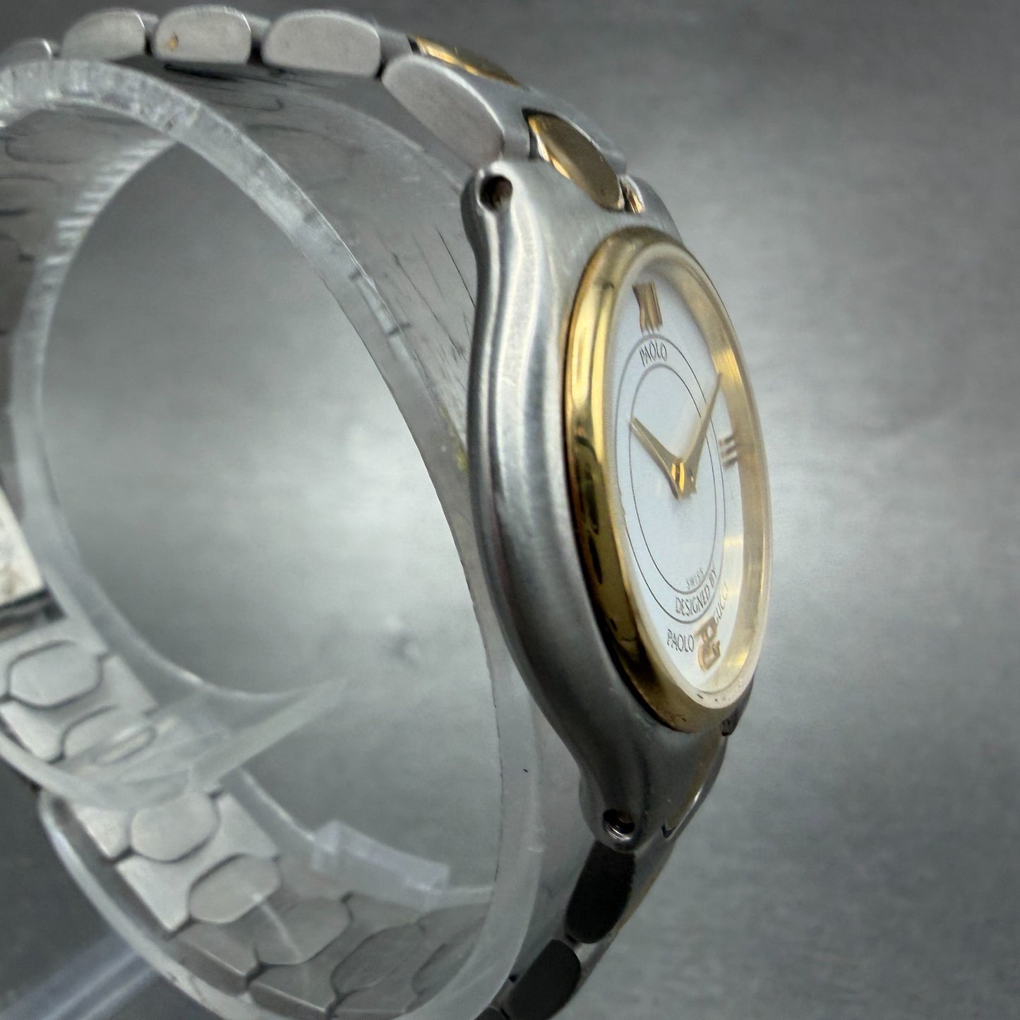 Paolo Gucci Watch Women 26mm White Dial Two Tone Round New battery NOS VTG3
